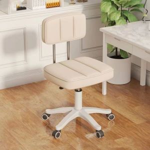 Adjustable Lifting Function Fabric Makeup Stool with Backrest and Revolving