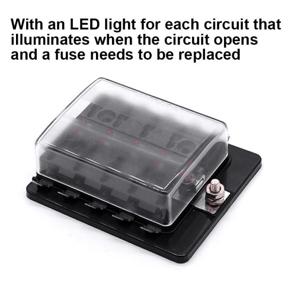Automotive 10 Circuit Way ATO ATC Style Blade Fuse Block For Car Boat RV