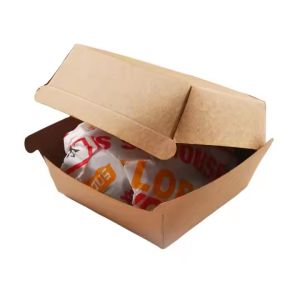 Custom Biodegradable Kraft Burger Box Low MOQ Solution for Fast Food Packagin