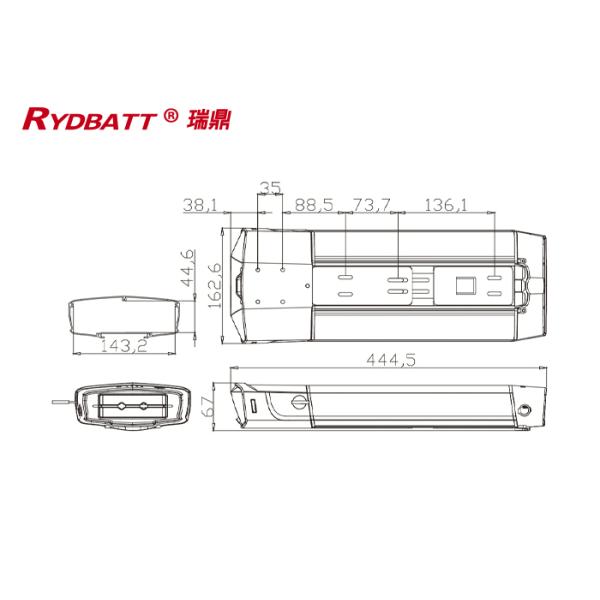 RYDBATT SSE-069(48V) Lithium Battery Pack Redar Li-18650-13S4P-48V 10.4Ah For Electric Bicycle Battery