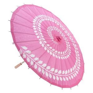 Quality BLOWOUT 32&quot; Fuchsia Leaf Swirl Paper Parasol for sale