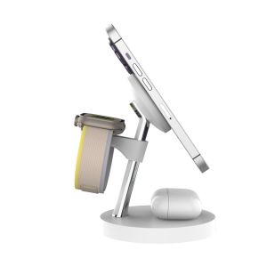 15W Zinc Alloy ABS 4 In 1 Wireless Charging Station with PD/QC3.0 for Multiple