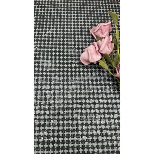 Black Sequin Embroidered Mesh Ground Opulent And Bold Fabric For Eye-Catching Evening And Gala Dresses