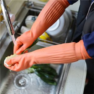 Excellent Strength Extra Long Sleeve Rubber Gloves Easy Wear Environmentally