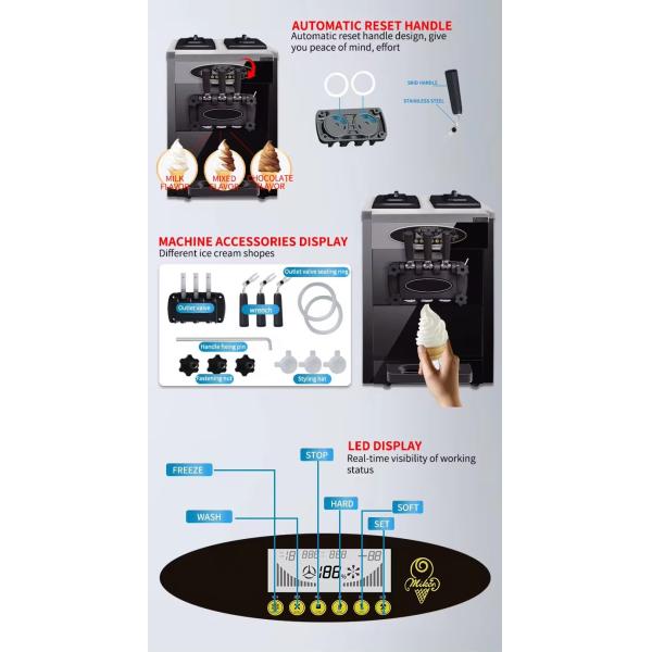 3 Flavor Floor Stand 304 Stainless Steel Ice Cream Making Machines With Casters