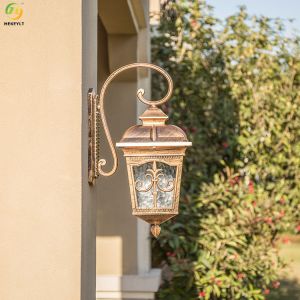 China Led Outdoor Wall Sconce Lamp Bronze Aluminium Glass E26 on sale