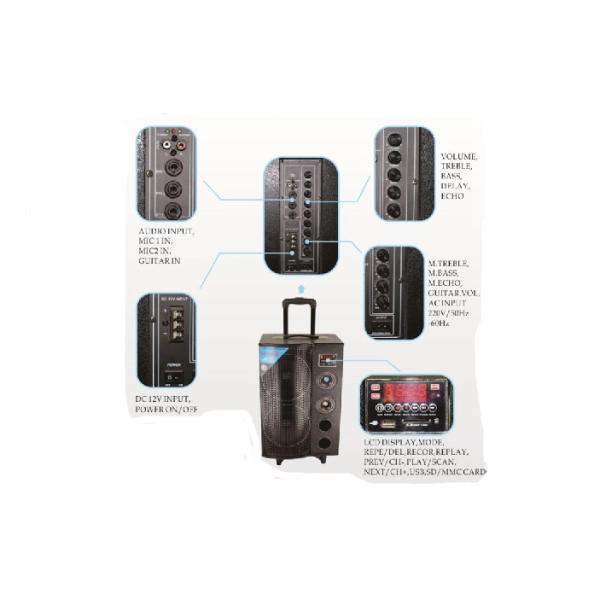 30W Power Waterproof PA Speaker , Multifunctional Trolley Speaker 395*305*630mm