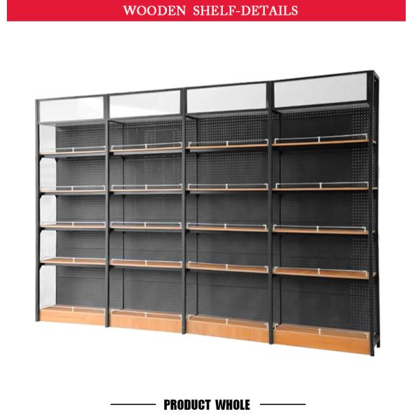 Single-Sided Metal Supermarket Shelves Freestanding Light Duty