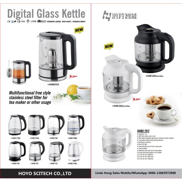 50/60Hz Glass Coated Electric Tea Kettle for Kitchen Household
