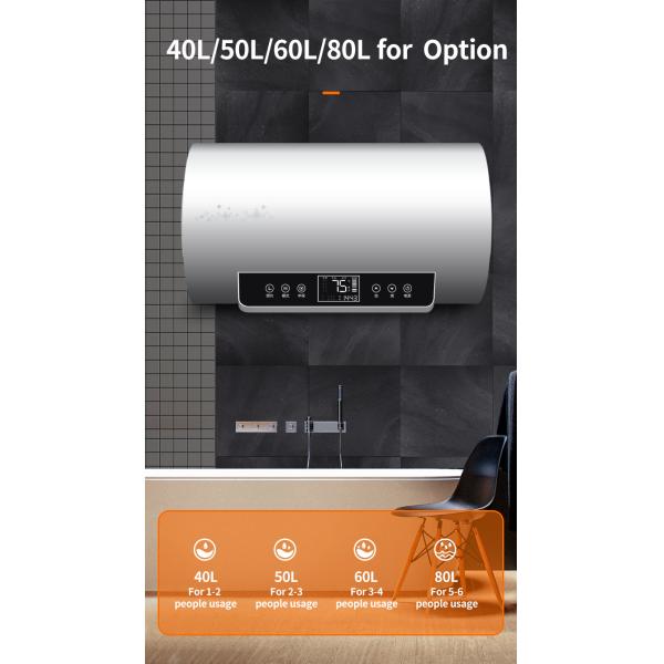 40L/50L/60L/80L 2000W Electric Bathroom Hot Storage Water Heater Plastic for Shower 1 Piece Touch Button Wall Mounted IPX4 220