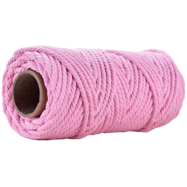 50m Dusty Pink Macrame Cord 5mm ISO9001 Pink Cotton Rope 3 Strands