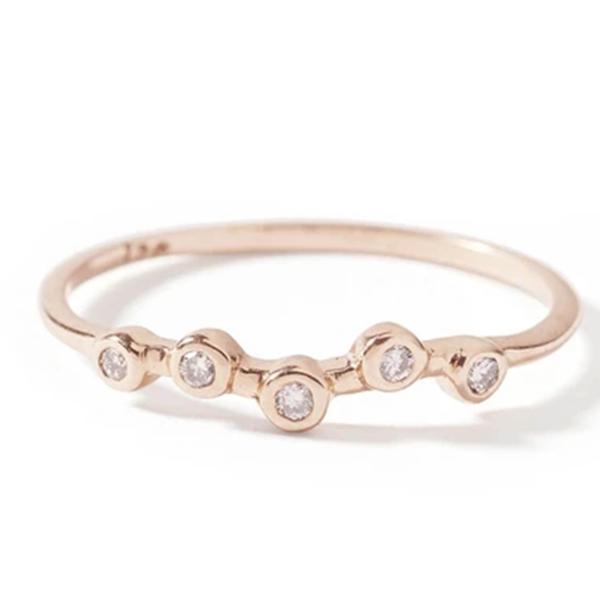 Tiny 0.10ct 14K Yellow Gold Jewelry Diamond Ring for Wedding 1.5mm-2.5mm Band Size