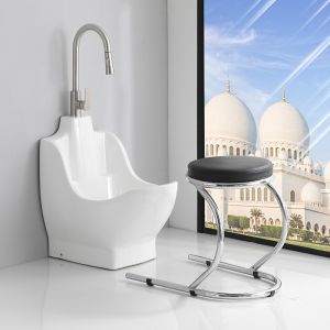 Ceramic wudumate compact foot bath pull drawing faucet saving space