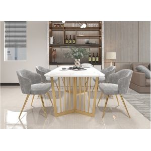 Stainless Steel Bottom Frame Modern Dining Table Marble
