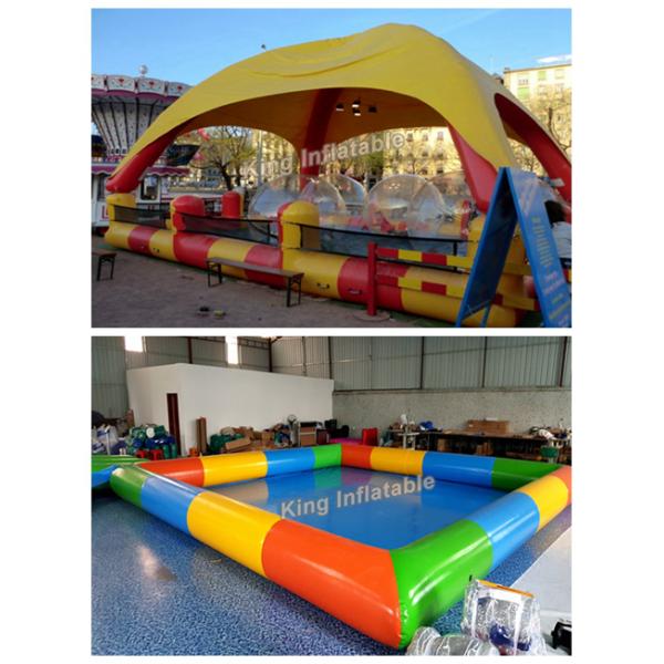 Heat Sealed Inflatable Swimming Pools 5*4*5m Blue And Yellow With 800w Air Pump