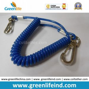 Quality Solid Blue Plastic Elastic Spring Belt Coil Bungee Lanyard for sale