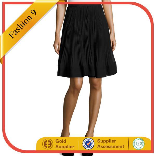 Buy Black Pleated Skirt with Banded Hem at wholesale prices