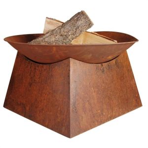 Modern Classic Design Rust Round Corten Steel Fire Pit Bowl With Square Stand
