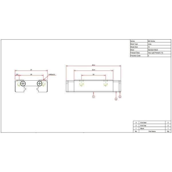 HIWIN MGN12H 3D Printed Linear Rails Z0 Preload Micro Linear Guide Standard