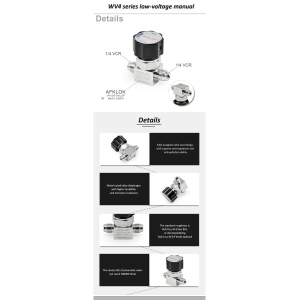Low Pressure Manual VCR Diaphragm Valve Stainless Steel For Flow Control