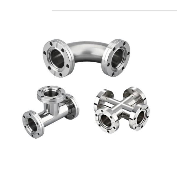 Stainless Steel 301/304/316 KF Equal Tee Connect Flange Vacuum Fitting with OEM Support