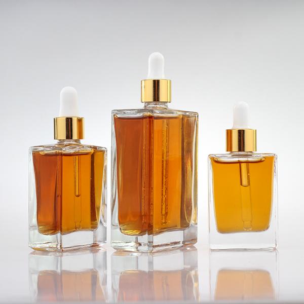 Transparent Custom Logo Bottle 30ml 50ml 100ml With Gold Dropper