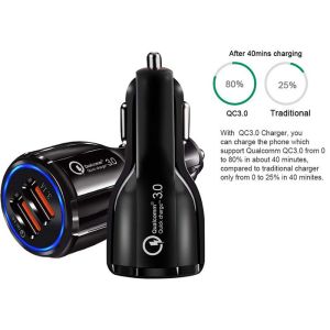 Mobile Phone Double Ports ABS QC3.0 Power Adapter