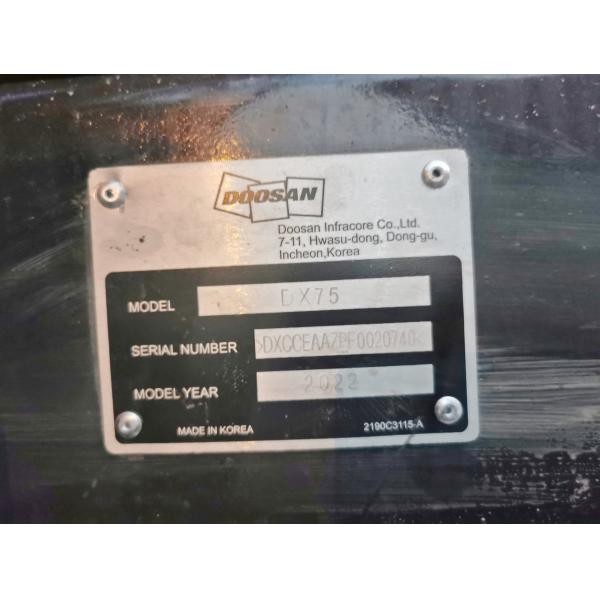 Original Doosan DX75 Mini Excavator 2020 Model with 500 Working Hours