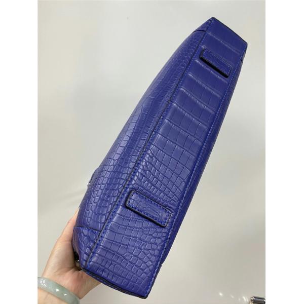 Authentic Crocodile Belly Skin Matt Finished Businessmen Blue Briefcase Genuine Alligator Leather Male Working Purse