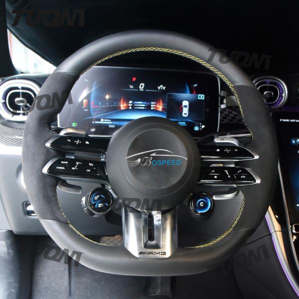 Buy Customizable Full Leather Steering Wheel Control Device 350mm Size at wholesale prices