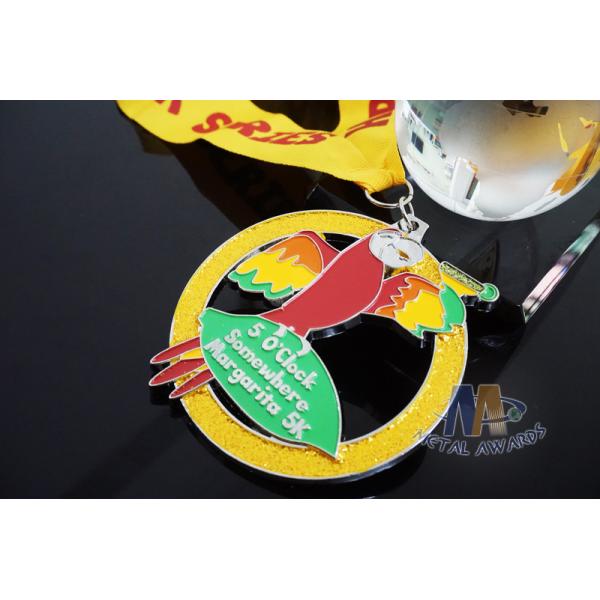 Marathon Sports Running Award Medals Bird Design With Cut Out / Soft Enamel