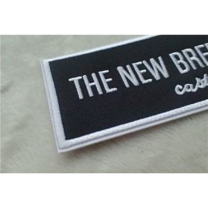 Washable Black Polyester Custom Clothing Patches / Adhesive Embroidered Patches