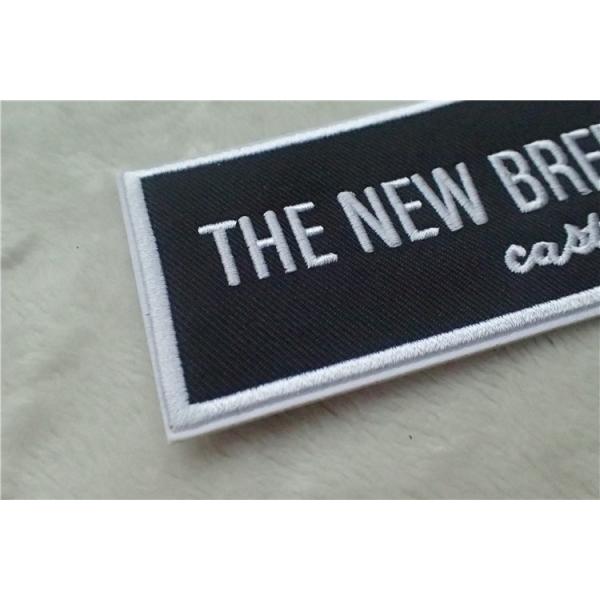 Buy Washable Black Polyester Custom Clothing Patches / Adhesive Embroidered Patches at wholesale prices