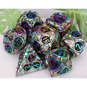 Thorns Striped Metal Dice Set Fantasy DND Multi Faceted Board Game