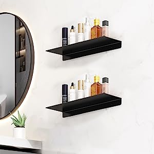 Stylish Matt Black Wall Mount Floating Metal Wall Shelf Bracket for Easy Installation