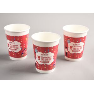 Pretty Christmas Paper Cups For Hot Drinks / To Go Coffee Cups Logo Printed