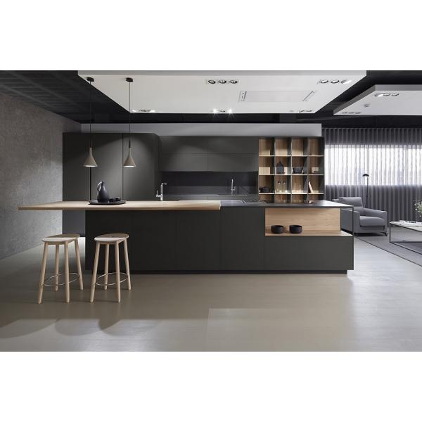 Large Solid Walnut Wood Color Modern Acrylic Kitchen Cabinets Cupboard