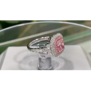 18K White Gold Classic Solitaire Custom Made Jewelry Fantastic Fancy Pink