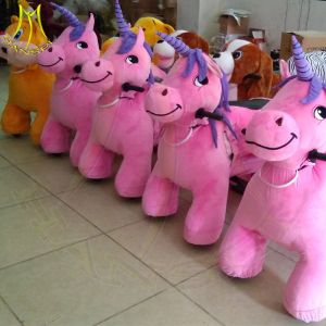 Quality Hansel amusement park games plush electronic walking kid riding animals for sale