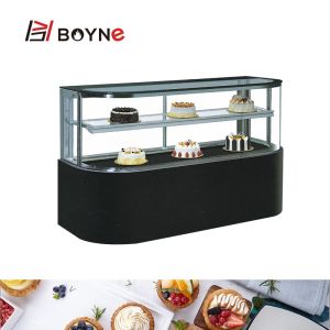 D Type Horizont Al Two Layers Cake Display Freezer Fan Shaped