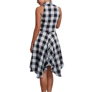 Women Plaid V-Neck Sleeve Casual Dress