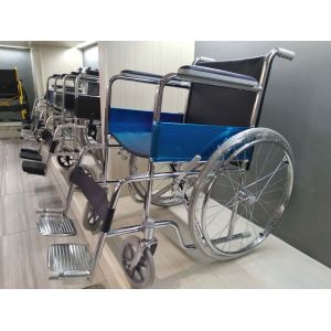 GT-809B Folding Steel Wheelchair Lightweight Collapsible Wheelchair Chromed MAG