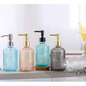 Houseware 400ml Sanitizer Glass Shampoo Bathroom Bottle With Dispenser Pump