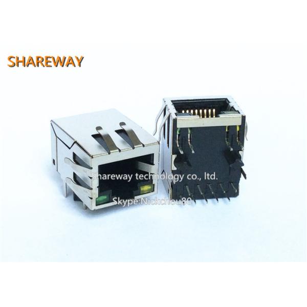 Modular RJ45 Ethernet Connectors R/A RJ45 NONSHIELDED 8 CONT Y/G LEDS Cross To RJHSE-5081