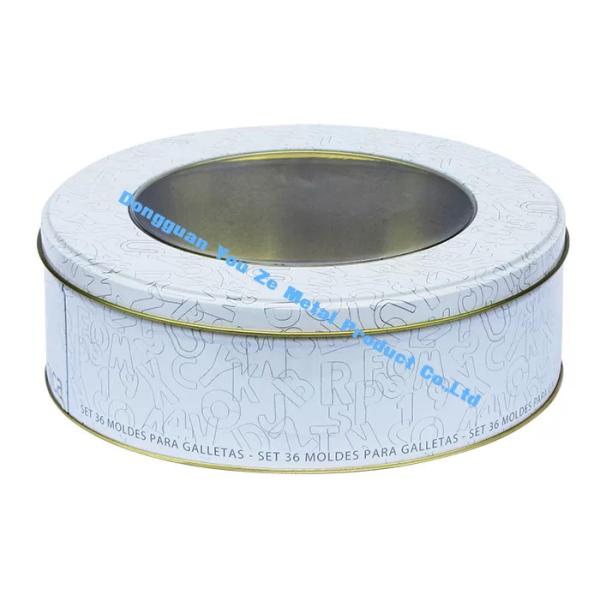 Promotional Round Tin Boxes Wholesale Cookie Gift Tins Clear Window Tin Case