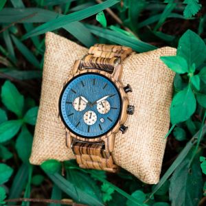 Zebra Strap 3ATM RHOS Wooden VD53 Movement Quartz Watch