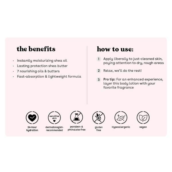 Natural Shea Better Body Lotion Vanilla Cashmere 24 Hour Moisture Skin Care For Man And Woman