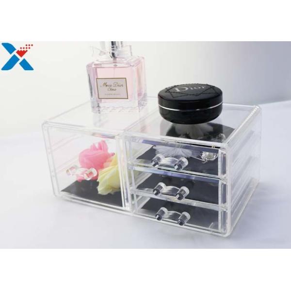 Rectangle Acrylic Makeup Drawer Organizer / Acrylic Cosmetic Organiser ROHS Approved