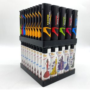 Gas Lighters Custom Logo Decorative Cigarette Lighter Plastic Lighter