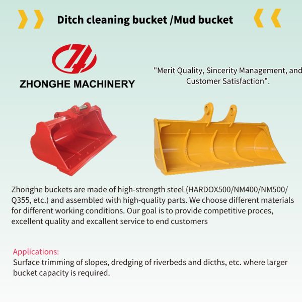 Excavator Attachment Hign Volume Ditch Cleaning Bucket Mud Bucket Width 2000/2200mm for 25-50T Excavator